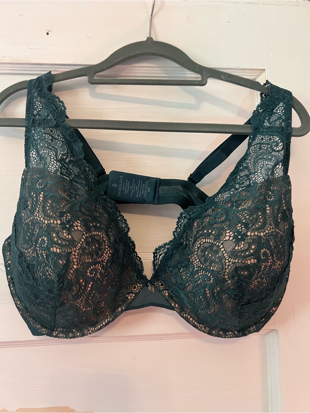 ThirdLove Lace Contour Plunge Bra Dark Green
